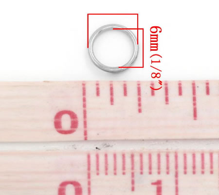 200 stuks Open ring 6 mm Donker Zilver