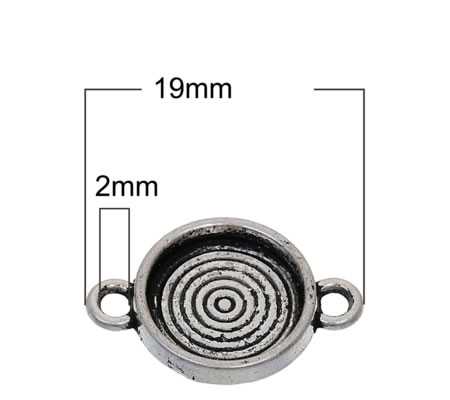 1x Cabochon Connector Donker zilver Setting