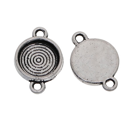 1x Cabochon Connector Donker zilver Setting