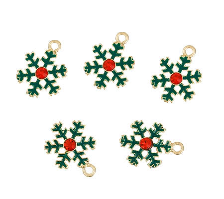 1x Kerstbedeltje Ster Rood/Groen Goud