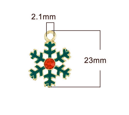 1x Kerstbedeltje Ster Rood/Groen Goud