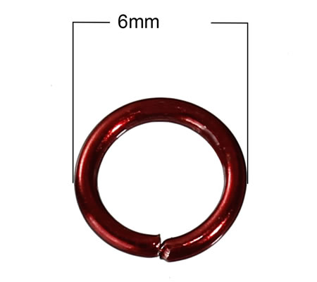 50 stuks open ring 6 mm Rood