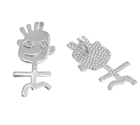 1x Bedel Kindertekening Donker Zilver Mannetje