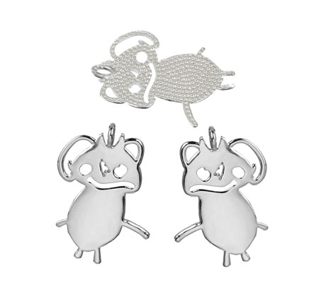1x Bedel Kindertekening Donker Zilver Monster