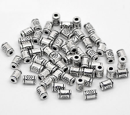 25x Kleine Cilinder kralen Donker Zilver