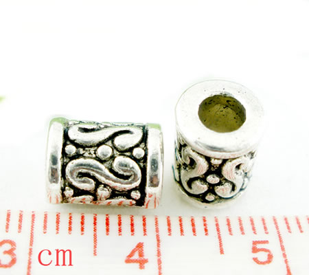 10x Cilinder kralen Donker Zilver