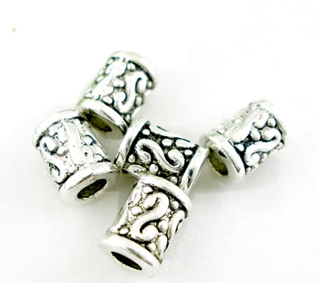 10x Cilinder kralen Donker Zilver