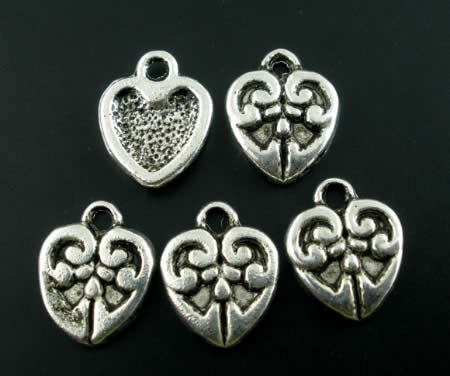 5x Bedel hartjes Donker zilver