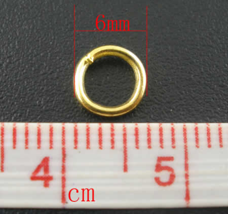 100 stuks Open ring goudkleurig 6 mm