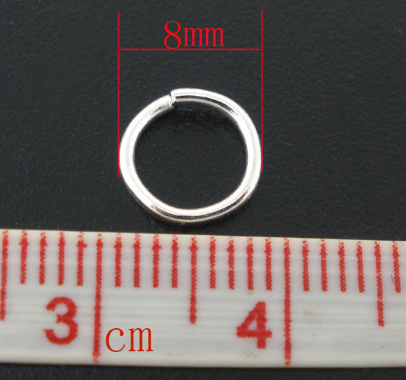 50x Open ring Lichtzilver 8 mm