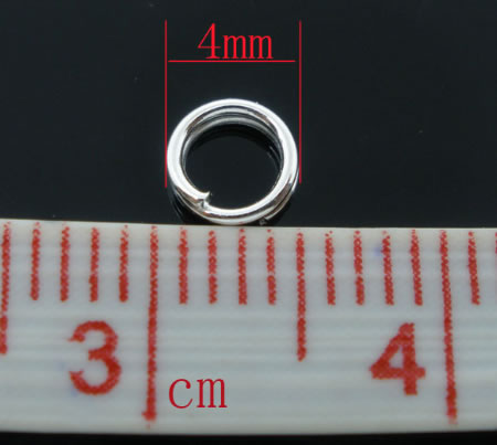 50x Splitring Licht zilver 4 mm
