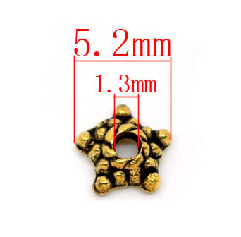 50x Kralenkapjes stervormig Oud Goud
