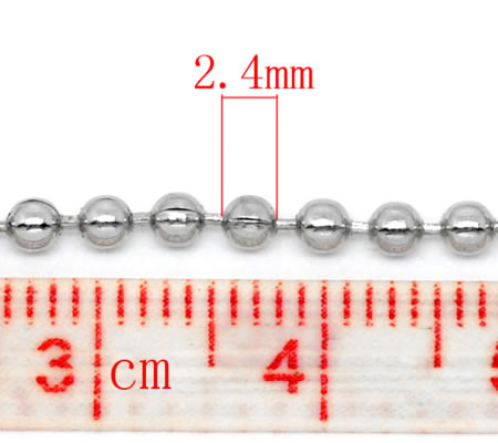 Ballchain donker zilver 2.4 mm