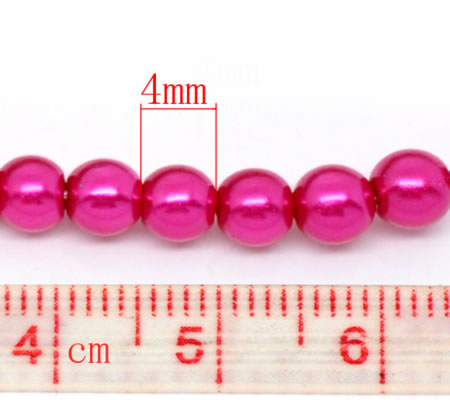 Snoertje Glasparels 4 mm Fuchsia
