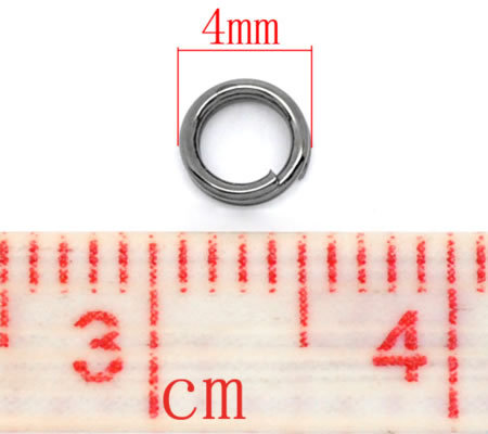 100x Splitring Donker grijs / Antraciet 4 mm