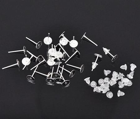 25 sets Oorbel plakstekertjes / Licht Zilver