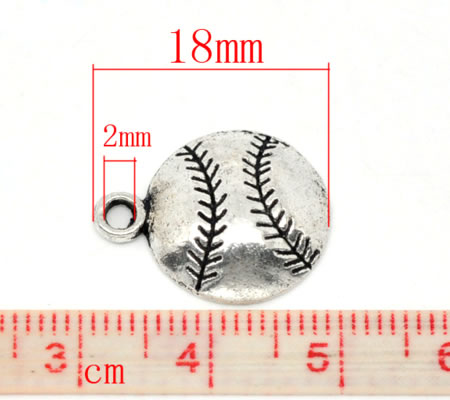 1x Bedeltje Honkbal Donker zilver