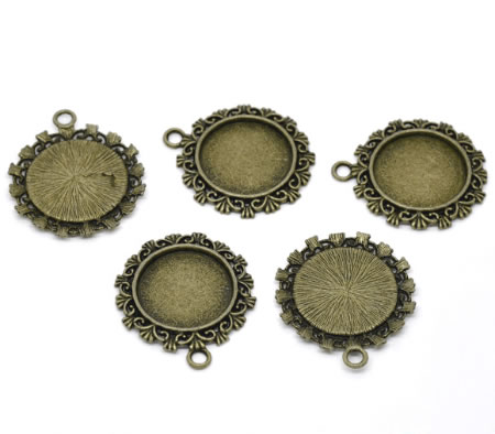 1x Cabochon Hanger Brons Rond