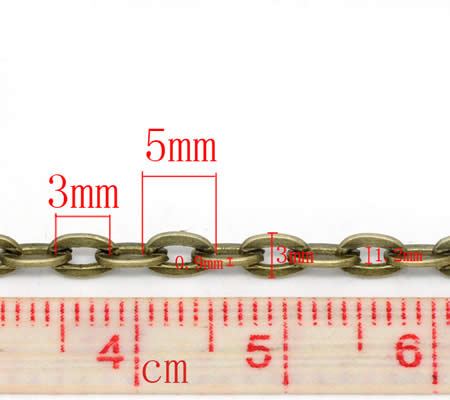5 meter Ketting Brons 5 x 3 mm