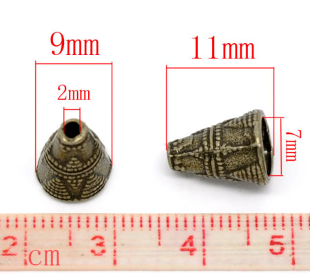 2x Kralen Kapjes Brons 6 mm