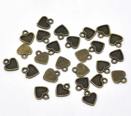 5x Bedel hartjes Brons