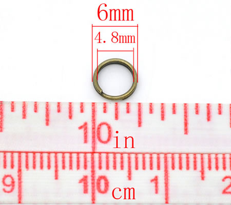 100x splitringetjes brons 6 mm