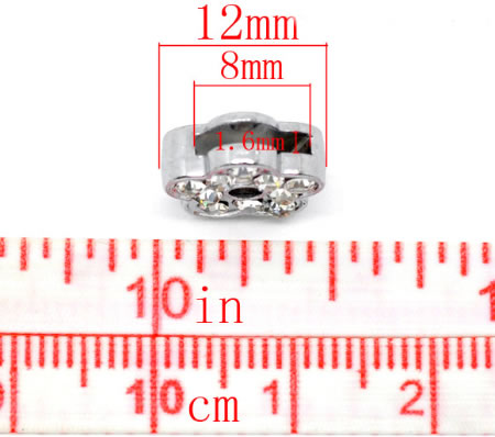1x Sliderkraaltje donker zilver/strass Bloem