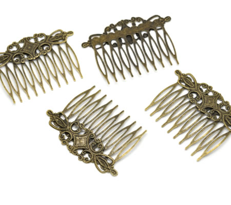 1x Haarkammetje brons 65 mm