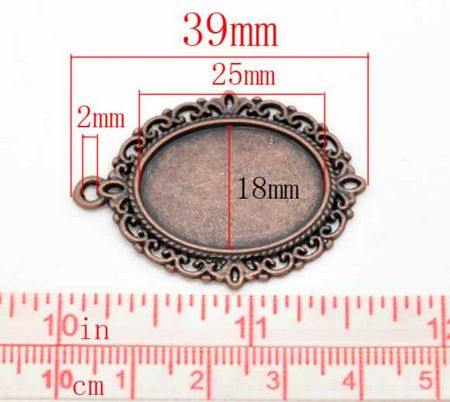 1x Cabochon Hanger Rood Koper