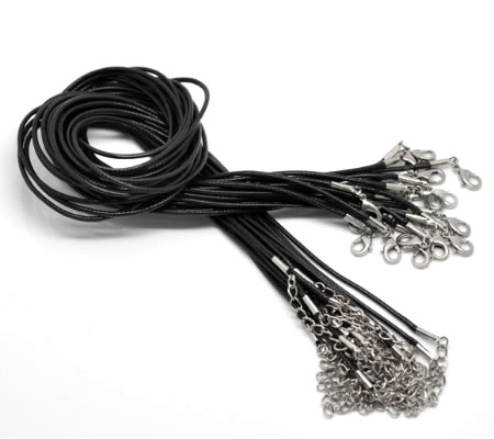 1x Lederlook basis ketting zwart