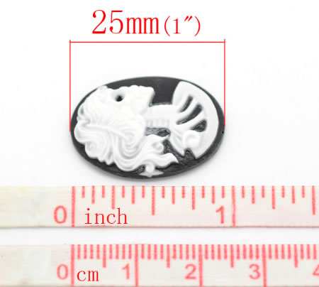 Camee Lady Skull Zwart/Wit