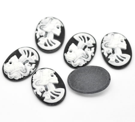 Camee Lady Skull Zwart/Wit