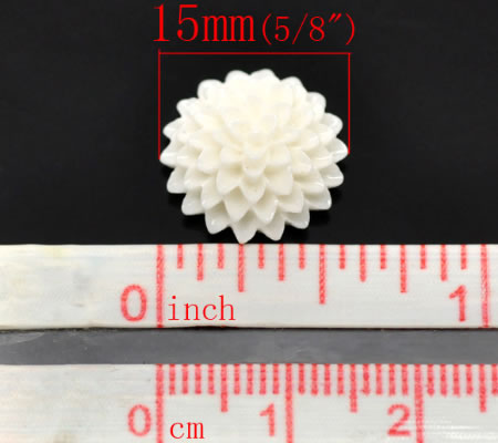 Cabochon chrysant Gebroken wit