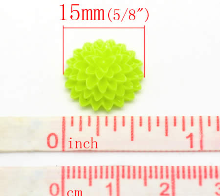 Cabochon chrysant Lime Groen