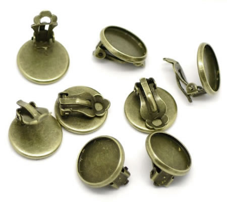 1 Paar Cabochon Oorbelclips Brons