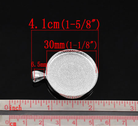 1x Cabochonhanger Donker Zilver 30mm