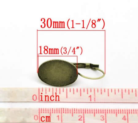 1 Paar bronzen cabochon oorbellen
