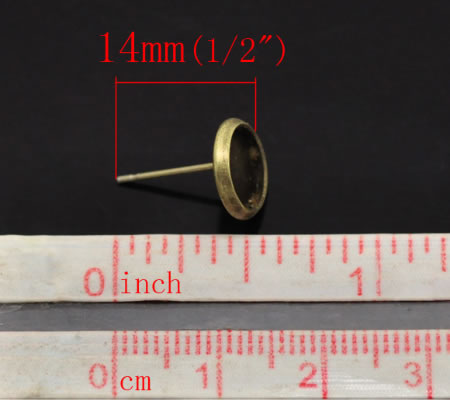 1 Paar cabochon stekertjes brons 8 mm