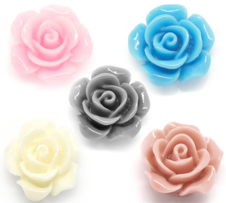 1x Cabochon Roosje Grijs Rond