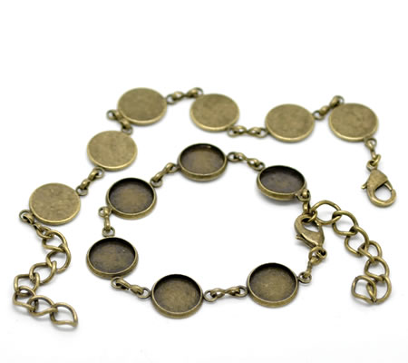 1x Cabochon Armband Brons