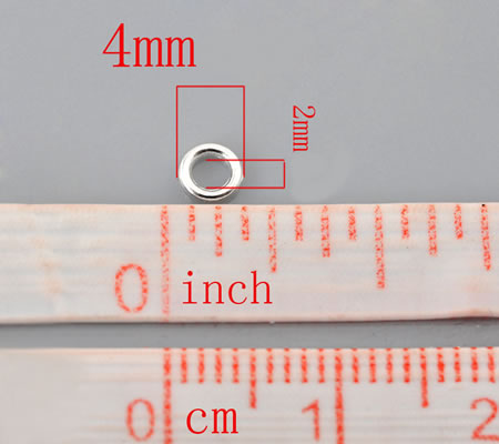 100x Gesloten Ring Licht zilver 4 mm