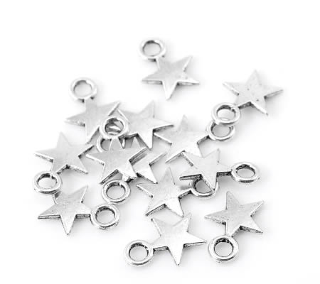 20 stuks mini bedeltjes Donker Zilver