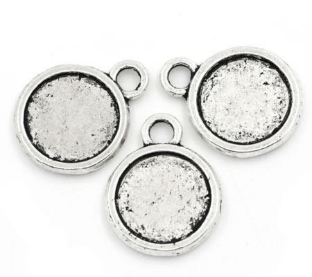 1x stuks Cabochon Bedeltje Antiek Zilver