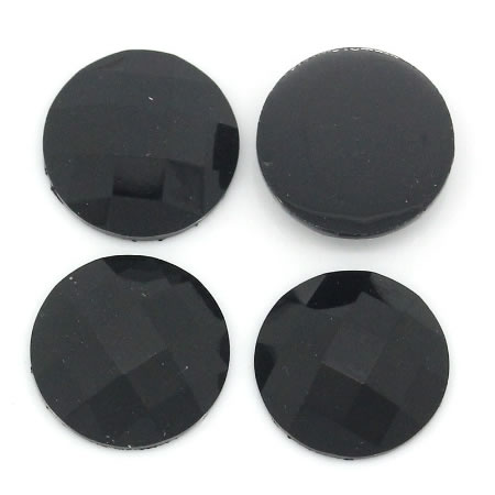 1x Acryl Cabochon Zwart Facet