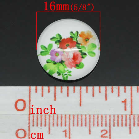 Glazen cabochon bloemen 16mm