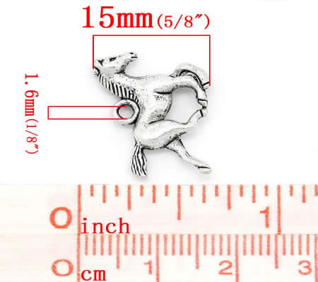 1x Bedeltje Paard Donker Zilver