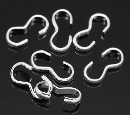 10x Koordklem Donker zilver W-Connector (klein)