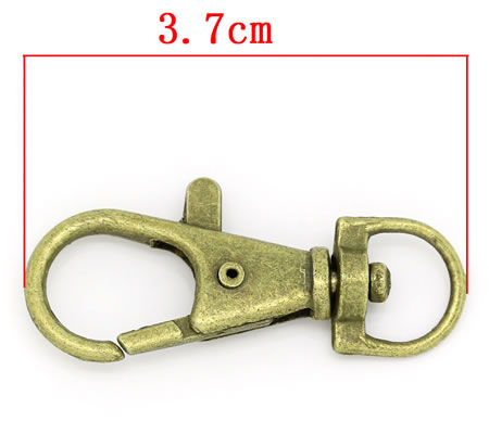 1x Lobsterslot/sleutelhanger Brons 37 mm