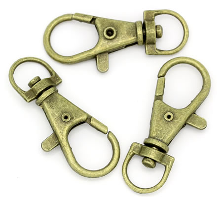1x Lobsterslot/sleutelhanger Brons 37 mm