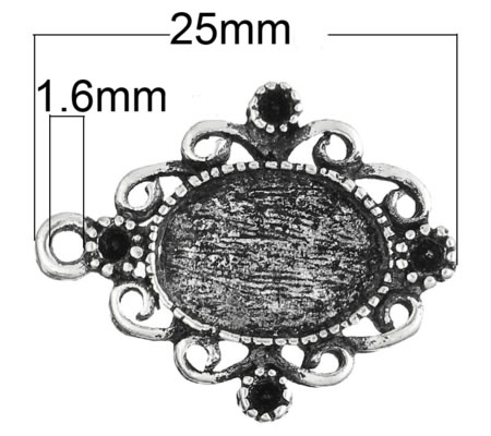 1x Cabochon Hanger Donker Zilver